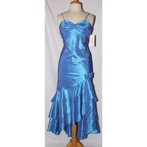 Poly #2814 Iridescent Taffeta Layered Prom Or Evening Gown-Size S-OCEAN BLUE NWT